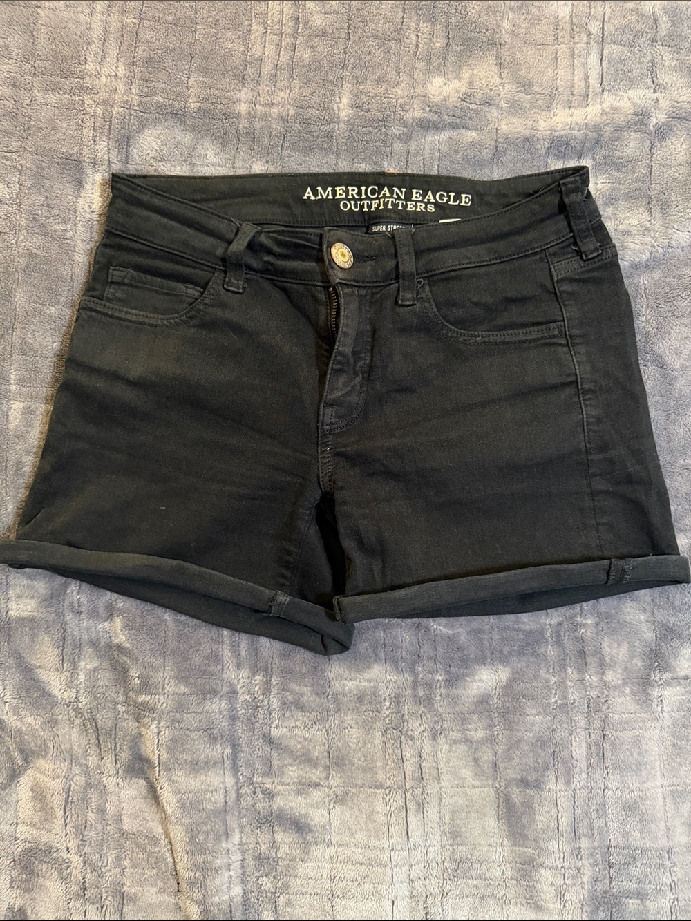 American Eagle Outfitters Black Cuffed Jean Shorts